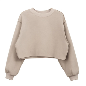 Sudadera con estampado de letras personalizadas para mujer, Sudadera con capucha de manga larga, forro polar, cuello redondo, Top suelto recortado, tela de rizo bordada - Product Image 5