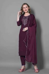 Traditional Heavy Rayon Fancy Embroidery Work Plazzo <b>Kurti</b> Dupatta Set <b>Women</b> Festival Casual Wear Plus Viscose Lehenga Choli - Product Image 4