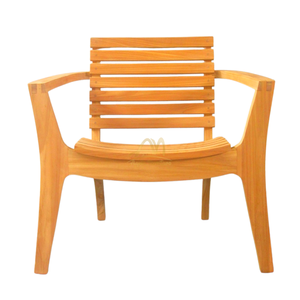 Sillón de Jardín Moderno de Madera Maciza para Exteriores con Asiento de Listones y Reposabrazos Curvos para Patio o Terraza - Product Image 2