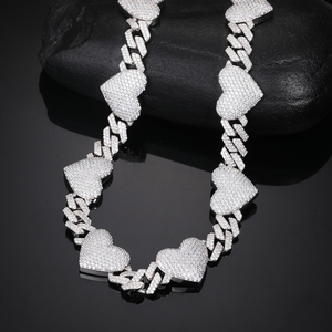 Nouvelle arrivée Chaîne Hip Hop en forme de cœur pour homme en argent sterling 925 avec diamants Moissanite et clarté VVS - Product Image 2