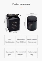 Bougies parfumées de cire de luxe de couleur noire dans les bougies aromatiques de pot en verre
