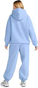 Survêtement surdimensionné personnalisé pour femmes 2 pièces pantalon Cargo à jambe large ensemble à capuche motif solide dernière conception pour l'hiver-Vente en gros - Product Image 3