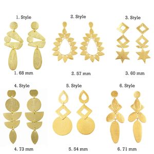 Boho Style Wooden Metal Earrings Large Round Geometric Dangle Trendy Design Comfortable Lightweight - Product Image 6