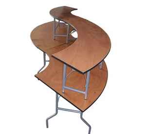 Table de restaurant en acier inoxydable et bois contemporain en forme de S pour 8 personnes, idéale pour Diwali, Noël et les fêtes - Product Image 2