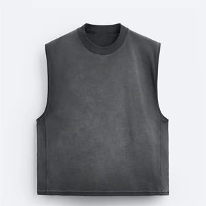 2025 Nueva Camiseta de algodón 100% de alta calidad con logotipo personalizado al por mayor para hombres, Camiseta holgada estampada sin mangas para entrenamiento, ropa de calle - Product Image 5