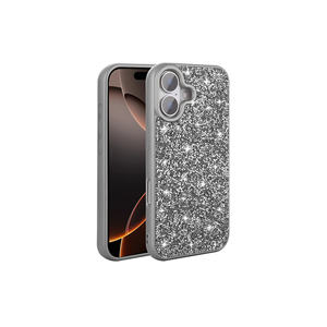 Coque de protection en silicone noir de luxe pour iPhone 16 Plus, style 'INS' avec strass brillants et anti-traces de doigts - Product Image 4