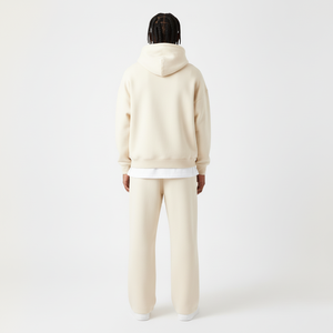 Ensemble de survêtement unisexe personnalisé, imprimé, uni, 100% coton, de luxe, mi-lourd, beige, sweat-shirt et pantalon de jogging - Product Image 2