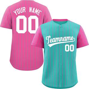 Camiseta de béisbol de equipo personalizada, camisa sublimada con botón completo, aparejos bordados, número de nombre de sarga, malla para jóvenes, ajuste de secado rápido en EE. UU. - Product Image 1