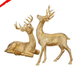 Ensemble en aluminium en métal fini argent très vendu de deux sculptures et statues de cerfs pour la maison - Product Image 4