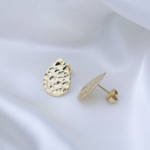 Gota de agua forma martillado pendientes simple Stud pendiente turco venta al por mayor hecho a mano pendientes de plata de ley 925 - Product Image 3