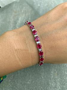 สร้อยข้อมือเพชรทับทิมพลอยสีชมพู13.7สำหรับผู้หญิงสร้อยข้อมือชุบเงิน925ทึบ - Product Image 4