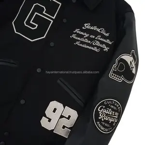 เสื้อโค้ทสำหรับผู้ชายเสื้อโค้ทผ้าวูลปักลายด้วยกำมะหยี่สำหรับ100% บอมเบอร์เสื้อแจ็คเก็ตเบสบอล vasrsity - Product Image 4