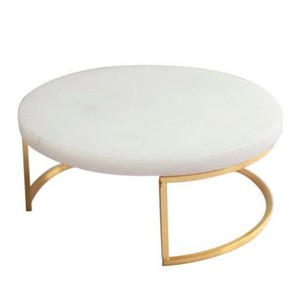 All-Season Marble <b>Cake</b> <b>Stand</b> with Stainless Steel Brass-Plated Base for Hotels Weddings Big Sizes in Black and White - Product Image 4