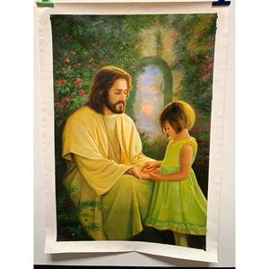 Pintura al Óleo de Jesús 100% Pintada a Mano, 36x24 Pulgadas, Estilo Abstracto Clásico de Lujo para Decoración de Dormitorio - Product Image 5