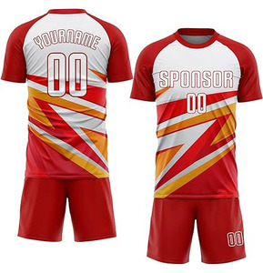 Uniformes de fútbol de color de servicios OEM de alta calidad, kits de fútbol de equipos, diseños de logotipo personalizados de secado rápido, cuello en V, Media manga Unisex - Product Image 2
