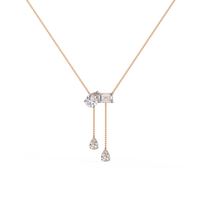 Pendentif chaîne en or rose, or blanc, argent plaqué, avec diamant émeraude poire pour femme, cultivé en laboratoire, certifié IGI, couleur D-E-F, luxe
