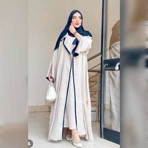 Abaya de Dubaï en soie faite à la main sophistiquée, robe modeste de couleur personnalisée, travail de perles subtil, anti-rides, manches longues, haute qualité - Product Image 1