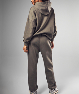 Chándal Holgado para Mujer, Color Gris Sólido, 100% Algodón, Ecológico, Transpirable, Cortavientos, de Secado Rápido, Hombros Caídos, Venta al Por Mayor - Product Image 4