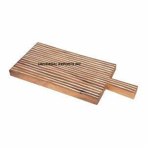 Ustensiles de cuisine ronds en bois fini naturel Bloc à découper de luxe Nouvelle planche à découper classique et élégante - Product Image 2