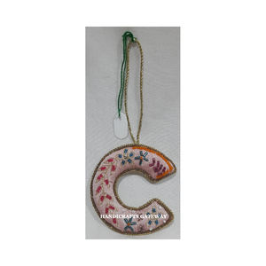 Material de tela dorado Zari bordado árbol de Navidad adornos colgantes con forma de letra multicolor decoración de fiesta de Navidad usada - Product Image 1