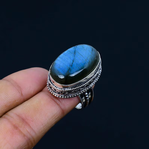 แหวนหมั้น925สุดหรูแหวนเงินแท้สำหรับผู้หญิงแหวนลาบราดอไรต์สีฟ้าแหวนประณีตเครื่องประดับแบบประณีตผู้ผลิตจำนวนมาก - Product Image 1