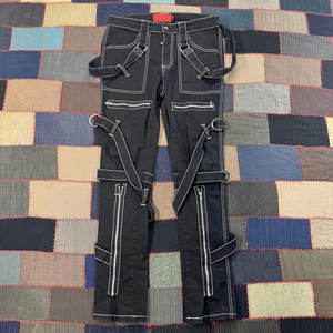 Pantalones Ajustados Negros Góticos de los 90 para Mujer, con Cierre de Cremallera, Estilo Punk, Transpirables, con Costuras en Contraste 2026 - Product Image 1