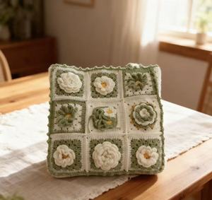 Sac bandoulière en crochet fait main avec fleurs, fermeture éclair, broderies, deux sangles, vente en gros d'usine, design élégant en polyester, idéal pour le shopping - Product Image 6