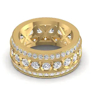 Elegant Royal Look Natural Diamond Band for Women in 14kt Solid Gold White Yellow Rose Gold Fine Jewelry