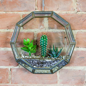Export Quality Reasonable Price Antique Brass Finished Custom Size Brass Border <b>Clear</b> <b>Glass</b> <b>Vase</b> Terrarium Decorative Wall Mount - Product Image 3