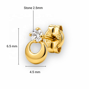 Pendientes de Oro Macizo con Círculo Abierto y Circonita Redonda para Mujer, Joyería Fina, Venta al por Mayor OEM ODM - Product Image 6
