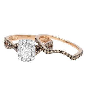 Two Tone Brown Moissanite Diamond Style Engagement <b>Ring</b> <b>Set</b> With Iced Out Hip Hop Jewelry In S925 Sterling <b>Silver</b> <b>Ring</b> or Women - Product Image 2