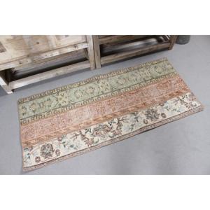 Turkish 2x4.5 ft Rug, Vintage Rug, <b>Brown</b> Moroccan <b>Wool</b> Rug - Product Image 4