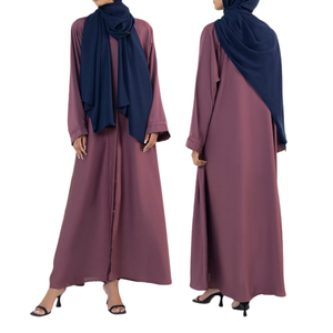 Abaya Larga Estilo Dubái 2024 para Mujer, Talla Grande, Diseño Simple en la Espalda, Vestido de Oración Islámico Árabe Turco, Tradicional Musulmán, Ligero - Product Image 1