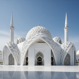 Intérieur de mosquée en marbre blanc, art islamique exquis sculpté à la main, design moderne, taille personnalisable, HAYAT INDUSTRIES - Product Image 1