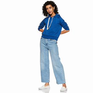 Sudadera con capucha de algodón para niñas, ropa de moda, azul, con cordones, Polar, a la venta - Product Image 6