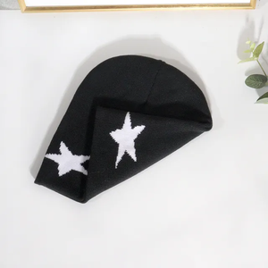 Design graphique personnalisé imprimé jacquard tissé tricoté Streetwear réversible tête de mort Skully Hat Premium Beanie - Product Image 4