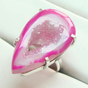 แหวนเงินแท้925,แหวนอัญมณีดรูซี่อาเกตทำด้วยมือแหวนตั้งค่าได้งดงาม - Product Image 4