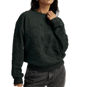 Sudadera Premium Extra Grande para Mujer, Negra, Ecológica, Cálida para Invierno, Cuello Redondo, Mangas Largas, Estilo Moderno con Estampado Frontal y Bordado 3D - Product Image 1