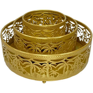 Vente chaude Ramadan Dates Plateau De Service Doux Qualité Créative Forme Ronde Plateau En Métal Islamique Festif Et Toutes Les Occasions Plateau - Product Image 3