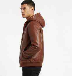 Sweat à capuche à col montant en cuir de haute qualité 100% pour unisexe / Sweat à capuche à impression numérique de couleur unie pour l'hiver - Product Image 4