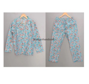 Ensemble de pyjama confortable en coton pour femmes, imprimé floral, robe de nuit pour adultes, été, printemps, meilleure qualité pour adultes - Product Image 3