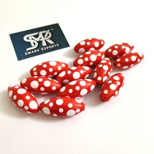 Cuentas de resina ovaladas de lunares rojos para hacer joyas, cuentas artesanales lisas DIY para pulseras, collares y accesorios de moda - Product Image 6