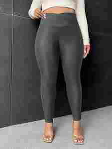 Legging de sport pour femmes de grande taille, solide, lisse, maigre, taille haute, leggings de yoga, décontracté et extensible pour dames - Product Image 5