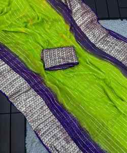 Saree en coton prêt à porter pour mariage indien - Product Image 4