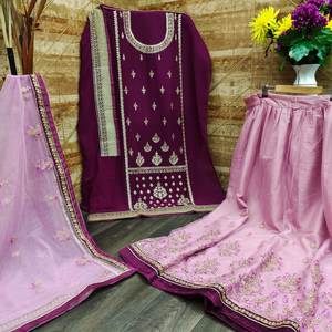 Diseño de éxito Moda única Satisfacción personalizada Espejo real y trabajo de piedra Faux Georgette Fabric Top & Lahenga con juego Dupatta - Product Image 6