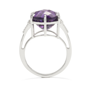 Bague en améthyste 7,31 carats, zircon blanc, argent sterling plaqué or, bijoux de mode - Product Image 3