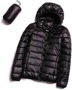 <b>Women's</b> Lightweight Long Sleeve Puffer Jacket in Black Canvas Material with Warm Coat and Hood Zipper <b>Vest</b> Style - Product Image 2