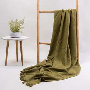 Wholesale Handloom 100% Cotton <b>Throw</b> Solid <b>Black</b> Color Living Room Sofa <b>Bed</b> <b>Throws</b> Christmas Blanket - Product Image 4