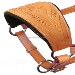 Fait sur mesure sculpture à la main motif floral licou de cheval en cuir double couche robuste harnais en cuir course de chevaux licou - Product Image 3