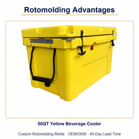 Moule de rotomoulage personnalisé OEM ODM 50QT, glacière à boissons jaune, bac à glace pour bière, vente directe usine